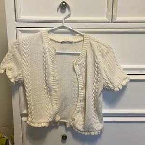 Zara cable knit short-sleeve cardigan
